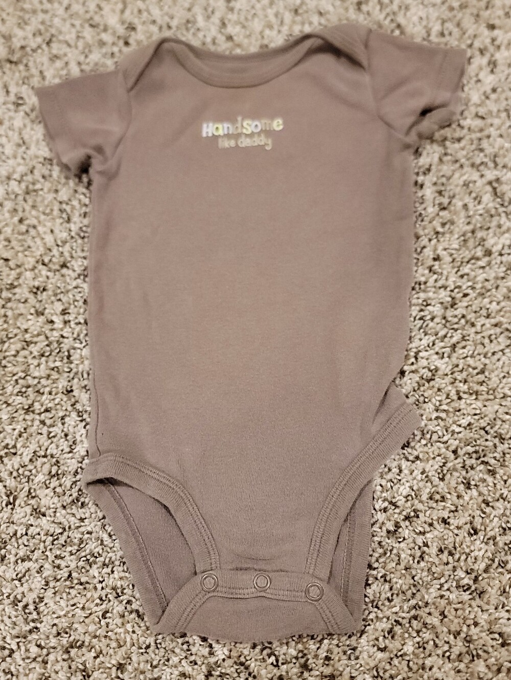 Carters One Piece Bodysuit Infant Boys 6M Brown Handsome Like Daddy Short Sleeve